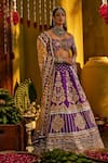 Shop_The Royaleum_Purple Silk Embroidery, Zari Off-shoulder Jugni Blouse Lehenga And Dupatta _at_Aza_Fashions