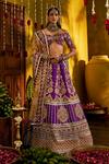 Buy_The Royaleum_Purple Silk Embroidery, Zari Off-shoulder Jugni Blouse Lehenga And Dupatta _at_Aza_Fashions