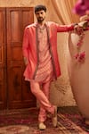 The Royaleum_Pink Silk Embroidery, Zari Sartaj Jacket And Kurta Set _Online_at_Aza_Fashions