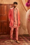 Buy_The Royaleum_Pink Silk Embroidery, Zari Sartaj Jacket And Kurta Set _at_Aza_Fashions