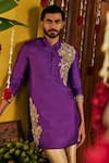 Buy_The Royaleum_Purple Silk Embroidery, Zari Ekaaj Kurta _at_Aza_Fashions