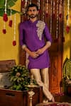 Shop_The Royaleum_Purple Silk Embroidery, Zari Ekaaj Kurta _at_Aza_Fashions