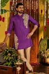 The Royaleum_Purple Silk Embroidery, Zari Ekaaj Kurta _Online_at_Aza_Fashions