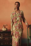 Buy_Pooja Rajgarhia Gupta_Red Crepe Tara Ikat Pattern Dhoti Skirt _Online_at_Aza_Fashions