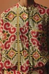 Buy_Pooja Rajgarhia Gupta_Multi Color Crepe Cut Work Mandarin Collar Tara Lace Ikat Pattern Shirt _Online_at_Aza_Fashions