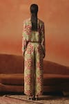 Shop_Pooja Rajgarhia Gupta_Cream Crepe Lace Tara Ikat Pattern Pant _at_Aza_Fashions