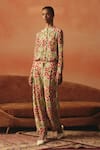 Pooja Rajgarhia Gupta_Cream Crepe Lace Tara Ikat Pattern Pant _Online_at_Aza_Fashions