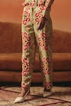 Buy_Pooja Rajgarhia Gupta_Cream Crepe Lace Tara Ikat Pattern Pant _Online_at_Aza_Fashions