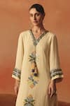 Pooja Rajgarhia Gupta_Off White Georgette Sequins, Tassels, Embroidery Padma Ikat Pattern Midi Dress _Online_at_Aza_Fashions