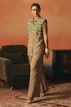Buy_Pooja Rajgarhia Gupta_Green Crepe Tassels, Crystals, Beads Mayuri Ikat Pattern Shirt And Pant Co-ord Set _at_Aza_Fashions