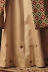 Buy_Pooja Rajgarhia Gupta_Green Crepe, Satin Sequins, Embroidery Mayuri Ikat Pattern Jacket And Lehenga Set _Online_at_Aza_Fashions