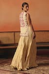 Shop_Pooja Rajgarhia Gupta_Off White Crepe, Satin Embroidery, Ajna Ikat Tunic And Crushed Lehenga Set _at_Aza_Fashions