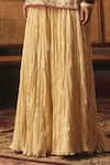 Buy_Pooja Rajgarhia Gupta_Off White Crepe, Satin Embroidery, Ajna Ikat Tunic And Crushed Lehenga Set _Online_at_Aza_Fashions