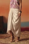 Pooja Rajgarhia Gupta_Multi Color Crepe, Satin Sequins Round Hansini Ikat Jacket And Draped Skirt Set _Online_at_Aza_Fashions