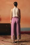 Shop_Pooja Rajgarhia Gupta_White Crepe, Satin Sequins, Embroidery Gauraiya Top And Ikat Pattern Pant Set _at_Aza_Fashions