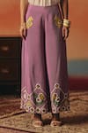 Buy_Pooja Rajgarhia Gupta_White Crepe, Satin Sequins, Embroidery Gauraiya Top And Ikat Pattern Pant Set _Online_at_Aza_Fashions