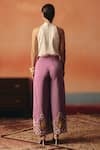 Shop_Pooja Rajgarhia Gupta_Magenta Crepe Sequins, Embroidery Bulbul Ikat Pattern Pant _at_Aza_Fashions