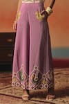 Pooja Rajgarhia Gupta_Magenta Crepe Sequins, Embroidery Bulbul Ikat Pattern Pant _Online_at_Aza_Fashions