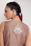 Buy_Oshi By Shikha_Off White Silk Embroidery, Beads, Metallic Zardozi Waistcoat And Draped Skirt _Online_at_Aza_Fashions