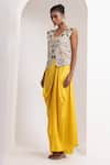Oshi By Shikha_Off White Silk Embroidery, Beads, Metallic Zardozi Waistcoat And Draped Skirt _Online_at_Aza_Fashions