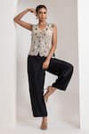Shop_Oshi By Shikha_Off White Silk Embroidery, Beads, Metallic Thread Zardozi Waistcoat And Pant Set _Online_at_Aza_Fashions