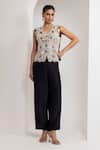 Buy_Oshi By Shikha_Off White Silk Embroidery, Beads, Metallic Thread Zardozi Waistcoat And Pant Set _at_Aza_Fashions