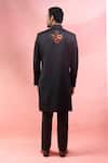 Shop_Arihant Rai Sinha_Black Rayon Embroidery Sherwani Set _at_Aza_Fashions