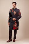 Buy_Arihant Rai Sinha_Black Rayon Embroidery Sherwani Set _at_Aza_Fashions