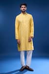 Buy_Arihant Rai Sinha_Yellow Silk Mirrors, Embroidery Kurta Set _Online_at_Aza_Fashions