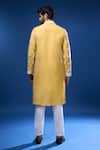 Shop_Arihant Rai Sinha_Mustard Silk Embroidery, Mirrors Floral And Kurta Set _at_Aza_Fashions