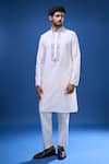 Buy_Arihant Rai Sinha_Cream Silk Embroidery, Mirrors Work Kurta Pant Set _at_Aza_Fashions