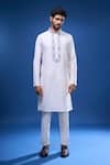 Arihant Rai Sinha_Cream Silk Embroidery, Mirrors Work Kurta Pant Set _Online_at_Aza_Fashions