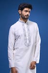 Arihant Rai Sinha_Cream Silk Embroidery, Mirrors Work Kurta Pant Set _at_Aza_Fashions