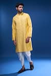 Buy_Arihant Rai Sinha_Yellow Silk Mirrors, Embroidery Work Kurta Patiala Pant Set _at_Aza_Fashions
