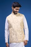 Shop Arihant Rai Sinha Beige Silk Embroidery Garden Bundi And Kurta Set Online at Aza Fashions Shop_Arihant Rai Sinha_Beige Silk Embroidery Garden Bundi And Kurta Set _Online_at_Aza_Fashions