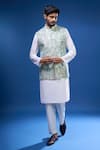 Buy_Arihant Rai Sinha_Gray Silk Embroidery Bloom Bundi And Kurta Set _at_Aza_Fashions