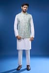 Arihant Rai Sinha_Gray Silk Embroidery Bloom Bundi And Kurta Set _Online_at_Aza_Fashions