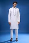 Arihant Rai Sinha_Gray Silk Embroidery, Mirrors Bloom Bundi And Kurta Set _Online_at_Aza_Fashions