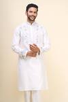 Arihant Rai Sinha White Silk Embroidery, Mirrors Floral And Work Kurta Set at Aza Fashions Arihant Rai Sinha_White Silk Embroidery, Mirrors Floral And Work Kurta Set _at_Aza_Fashions