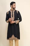 Arihant Rai Sinha Black Silk Embroidery Floral And Mirror Work Kurta Set at Aza Fashions Arihant Rai Sinha_Black Silk Embroidery Floral And Mirror Work Kurta Set _at_Aza_Fashions