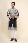 Arihant Rai Sinha Black Silk Embroidery Floral Kurta Set Online at Aza Fashions Arihant Rai Sinha_Black Silk Embroidery Floral Kurta Set _Online_at_Aza_Fashions
