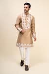 Buy_Arihant Rai Sinha_Beige Silk Embroidery Floral Kurta Set _Online_at_Aza_Fashions
