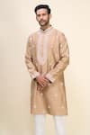 Buy_Arihant Rai Sinha_Beige Silk Embroidery Floral Kurta Set _Online_at_Aza_Fashions