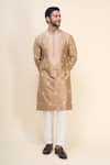 Shop_Arihant Rai Sinha_Beige Silk Embroidery Floral Kurta Set _Online_at_Aza_Fashions