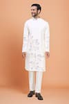 Buy_Arihant Rai Sinha_Off White Silk Embroidery Floral Kurta Set _at_Aza_Fashions