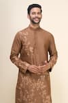 Arihant Rai Sinha_Brown Silk Embroidery Kurta Pant Set _Online_at_Aza_Fashions