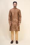 Buy_Arihant Rai Sinha_Brown Silk Embroidery Kurta Pant Set _Online_at_Aza_Fashions