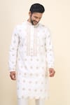Buy Arihant Rai Sinha White Silk Embroidery, Mirrors And Floral Kurta Set Online at Aza Fashions Buy_Arihant Rai Sinha_White Silk Embroidery, Mirrors And Floral Kurta Set _Online_at_Aza_Fashions