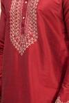 Buy_Arihant Rai Sinha_Red Silk Embroidery Placement Kurta Pant Set _Online_at_Aza_Fashions