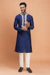 Buy Arihant Rai Sinha Blue Silk Embroidery Placement Kurta Pant Set at Aza Fashions Buy_Arihant Rai Sinha_Blue Silk Embroidery Placement Kurta Pant Set _at_Aza_Fashions
